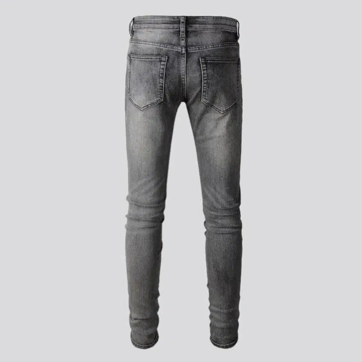Grey men's sanded jeans