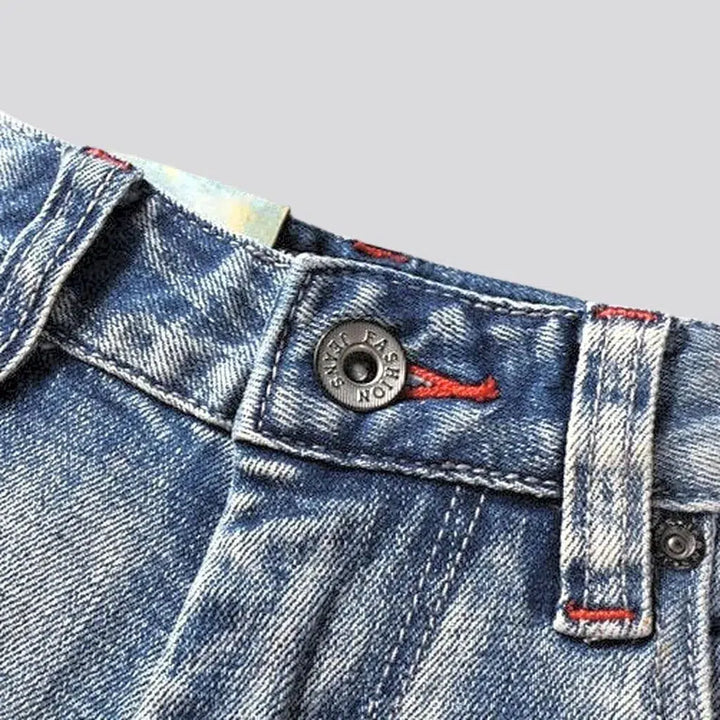 Tiny red stitching street jeans