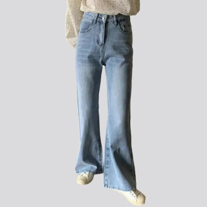 vintage, wide-leg, light-wash, sanded, whiskered, high-waist, zipper-button, 5-pockets, women's jeans | Jeans4you.shop