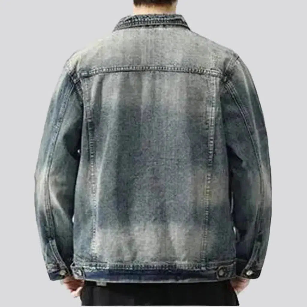 Medium-wash fashion jeans jacket