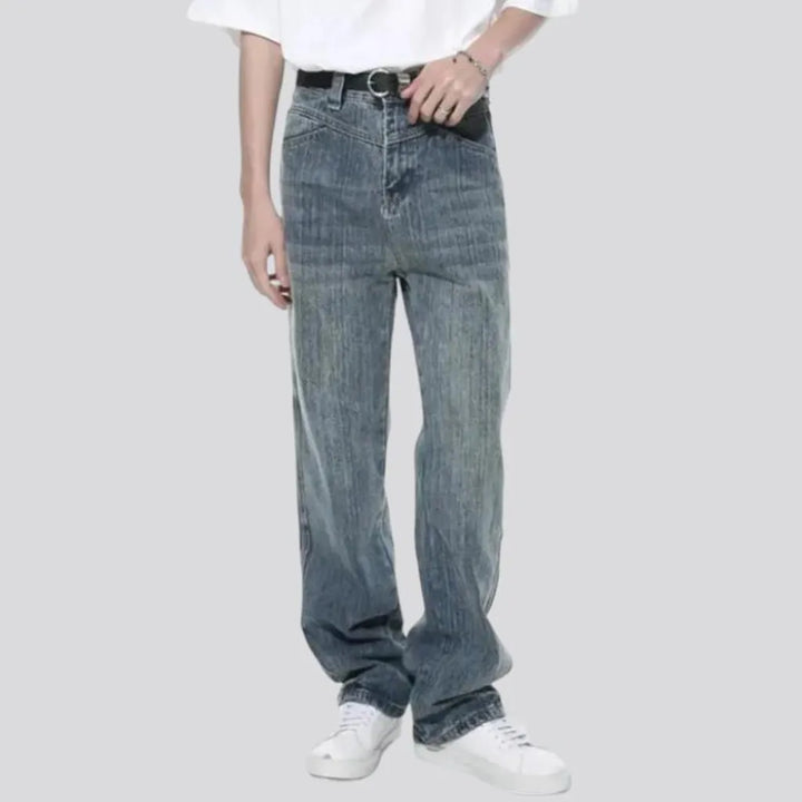 Whiskered men's slouchy jeans