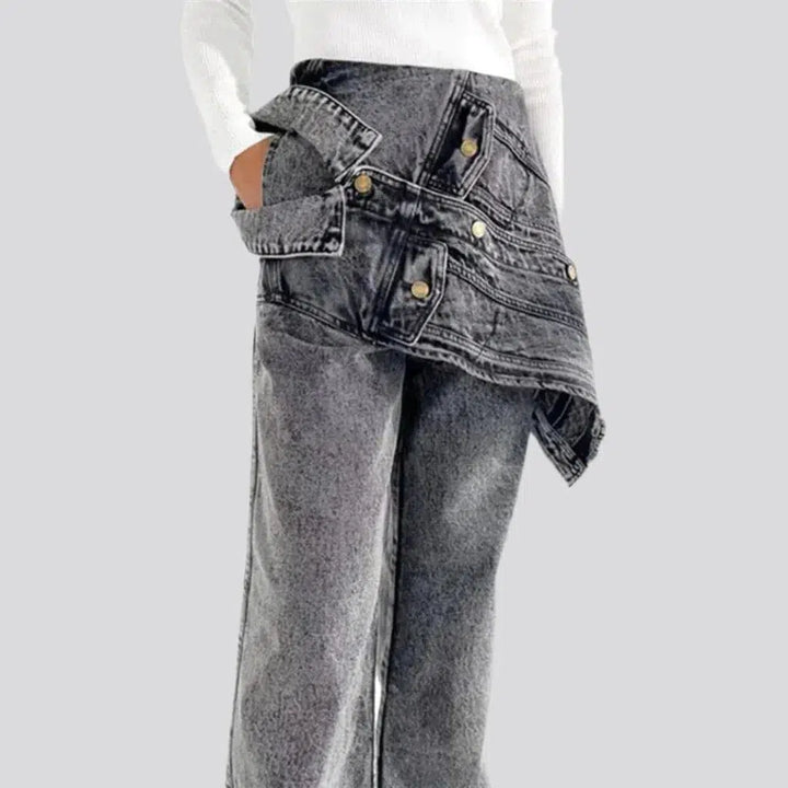 High-waist women's layered jeans