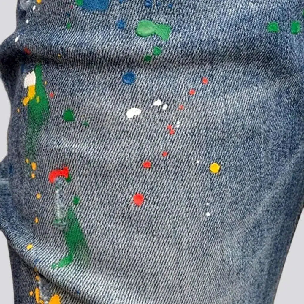Paint-splattered color stains jeans
 for men
