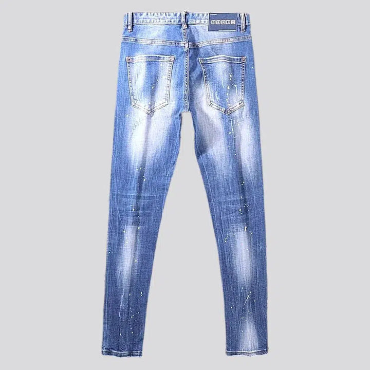 Sanded medium men's wash jeans