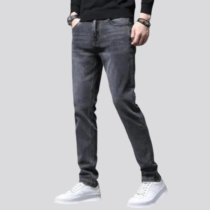slim, vintage, sanded, dark, stretchy, mid-waist, zipper-button, 5-pockets, men's jeans | Jeans4you.shop