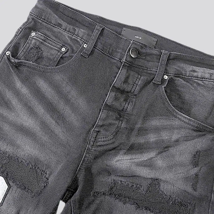 Mid-waist black jeans
 for men