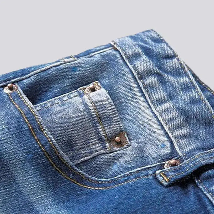 Mid-waist paint-splattered jeans
 for men
