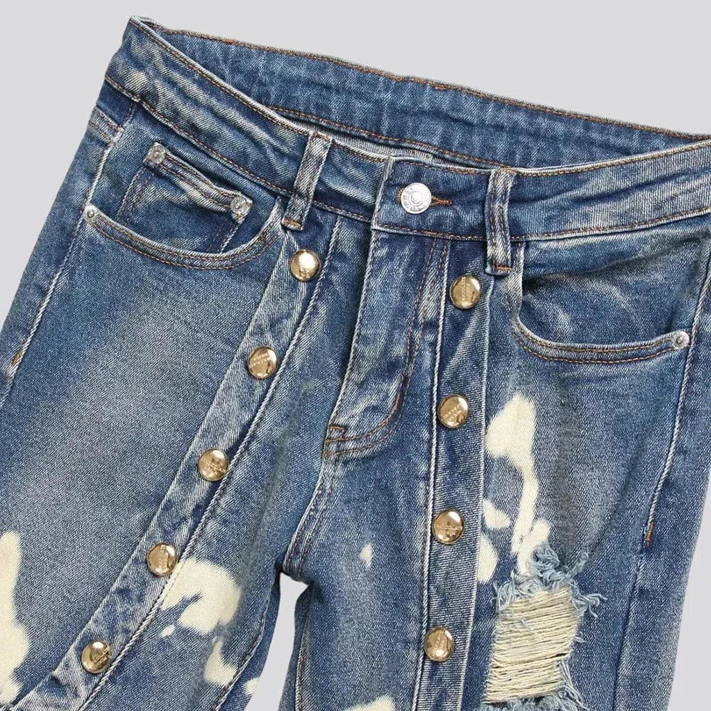 Bleach-stains men's skinny jeans