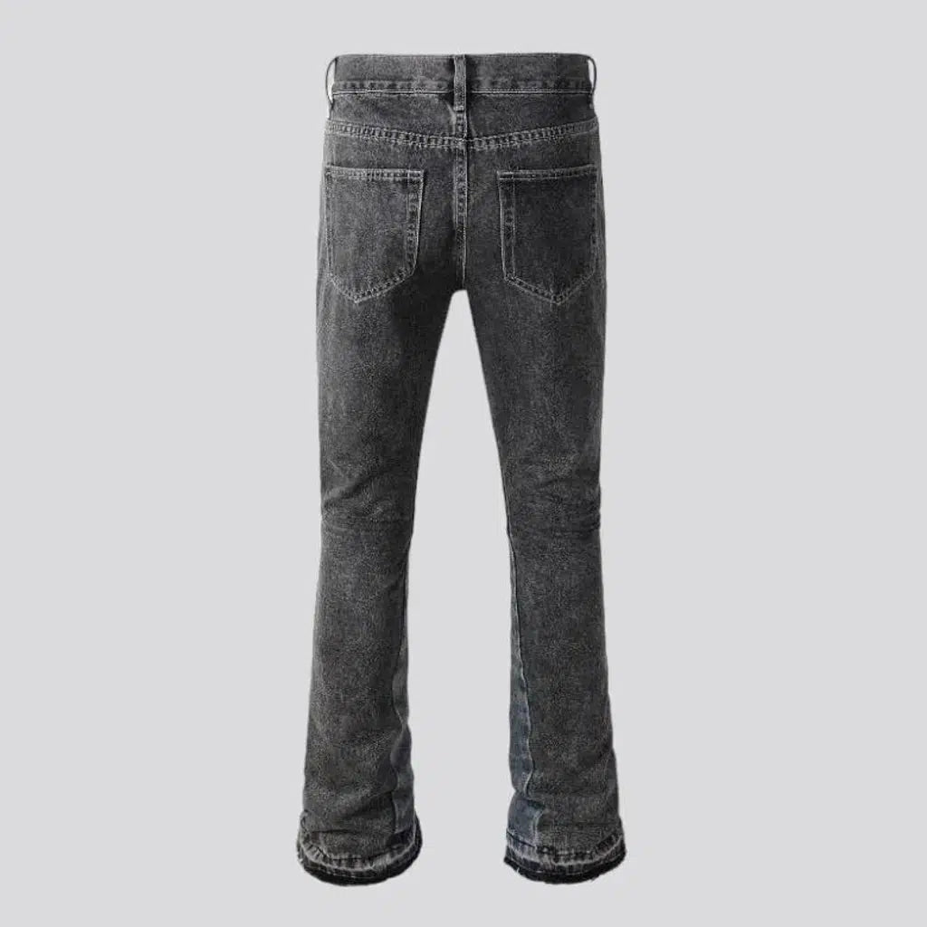 Grey men's mid-waist jeans
