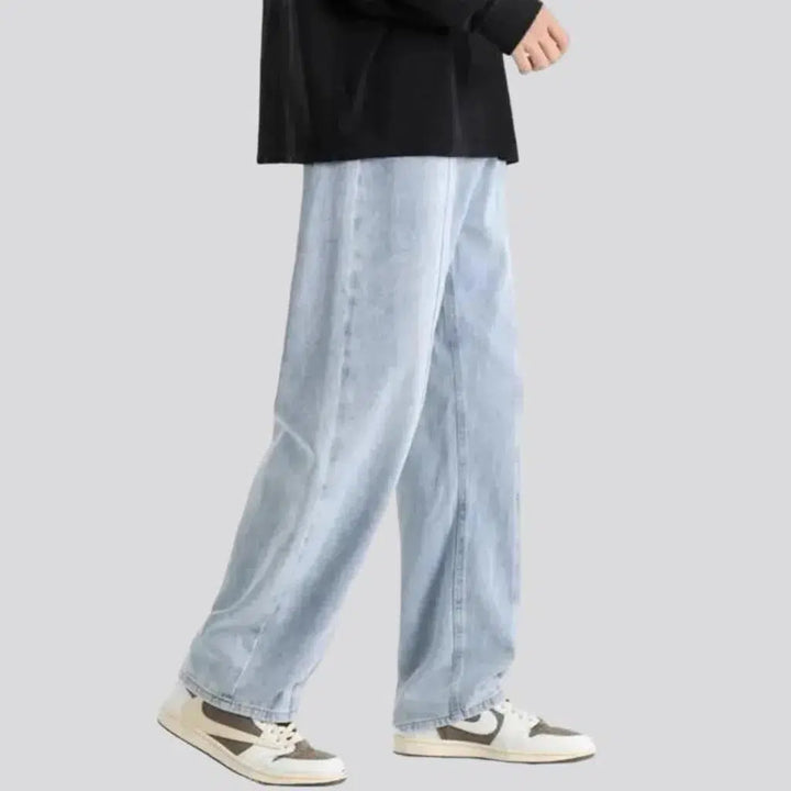 Front-seams men's floor-length jeans