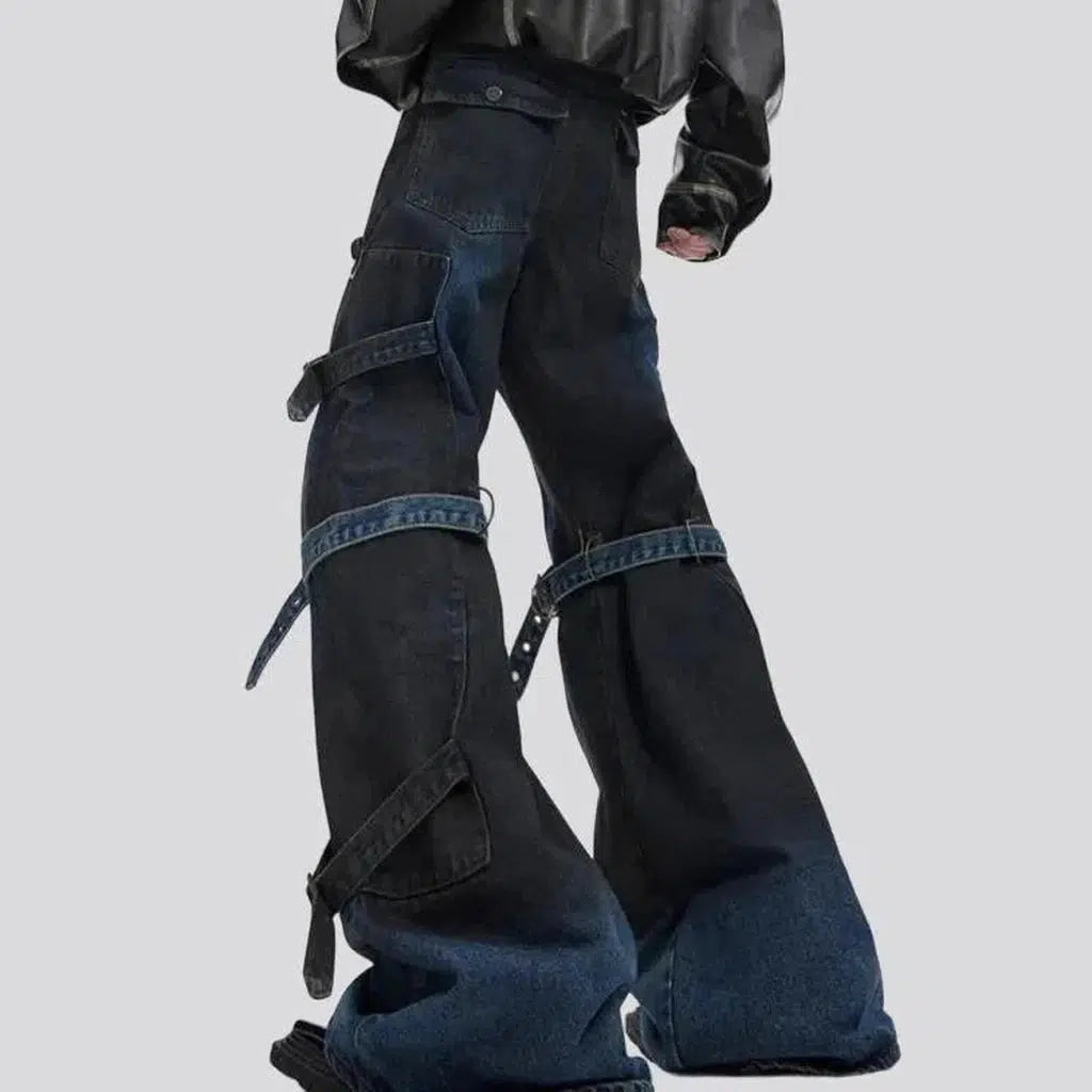 Floor-length high-waist jeans
 for men