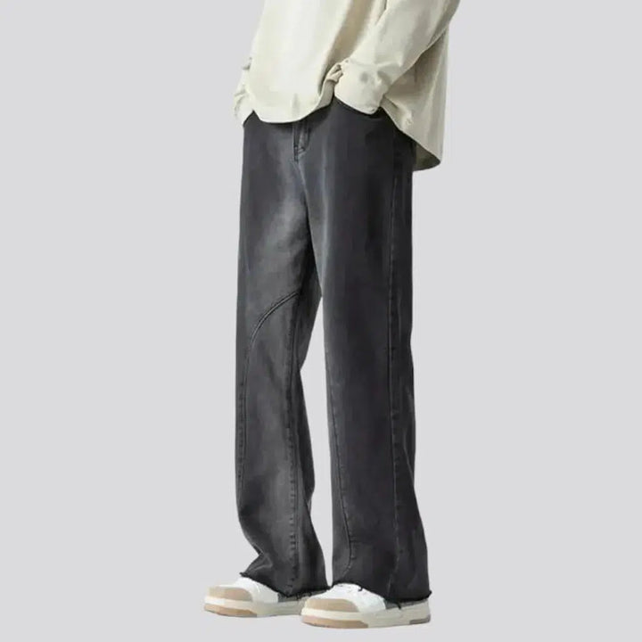 baggy, vintage, sanded, front-seams, whiskered, floor-length, high-waist, zipper-button, 5-pockets, men's jeans | Jeans4you.shop