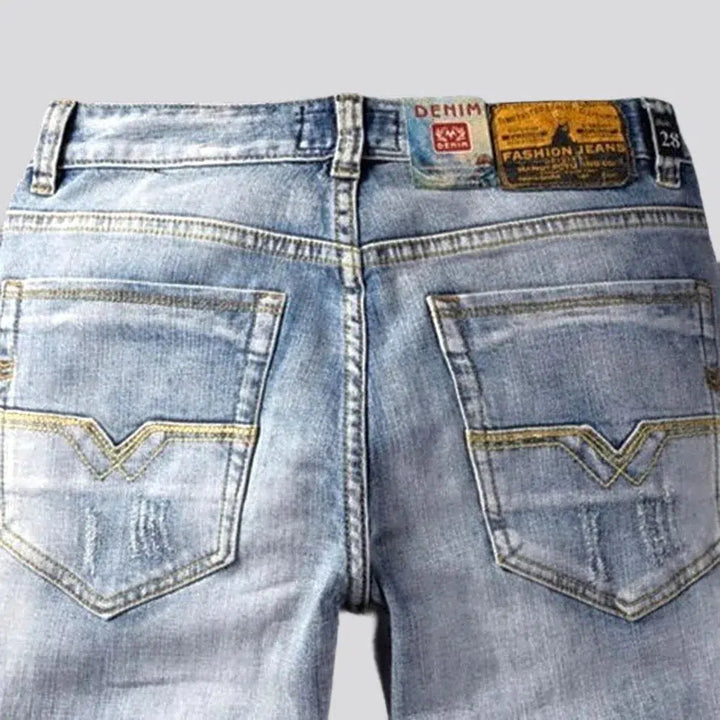 Skinny light men's wash jeans