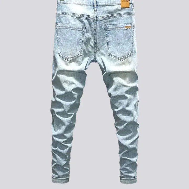 Bleached men's mid-waist jeans