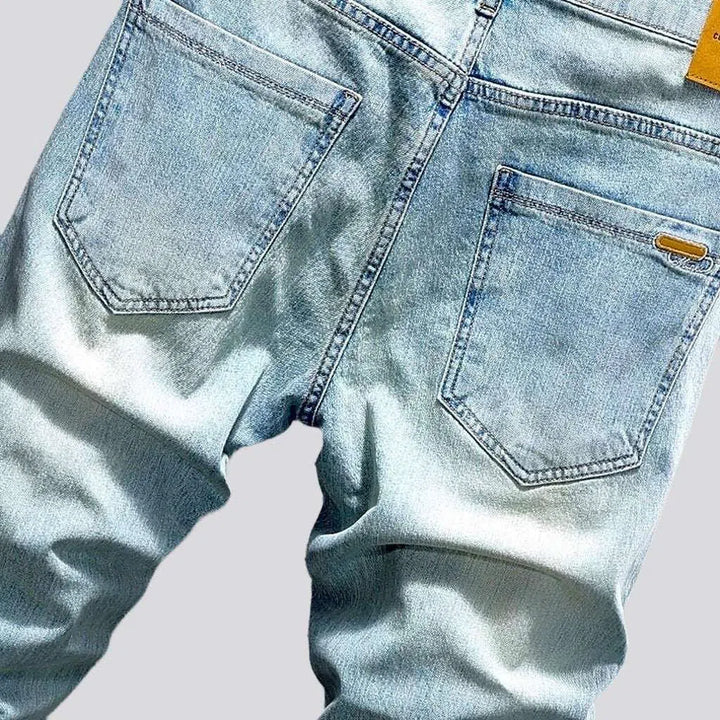 Bleached men's mid-waist jeans