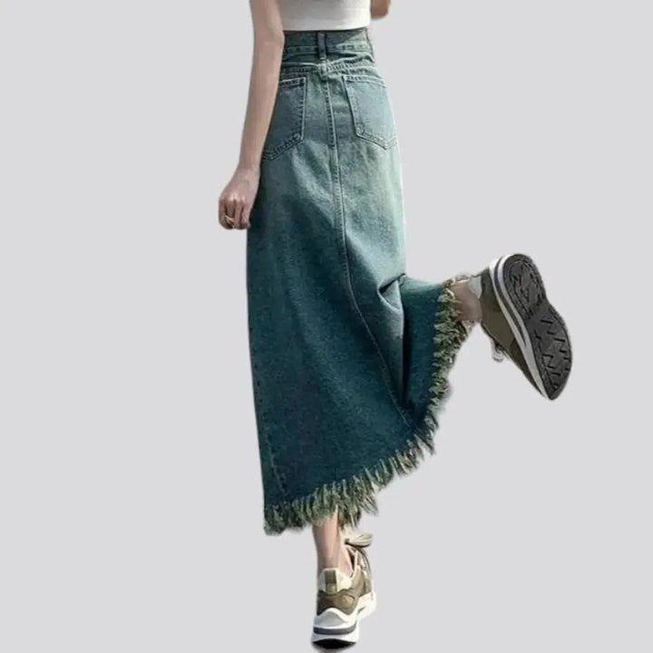 Vintage high-waist denim skirt
