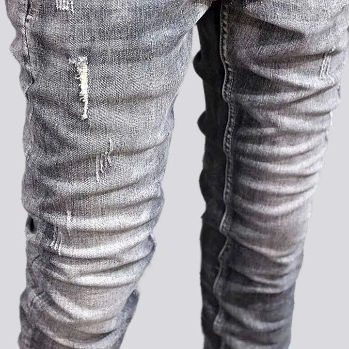Mid-waist men's grey jeans