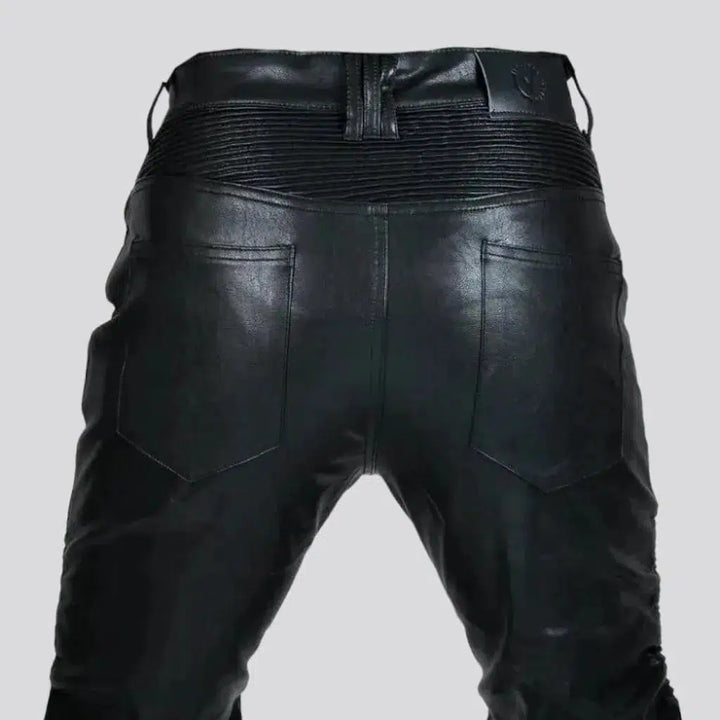 Mid-waist wax moto jeans
 for men