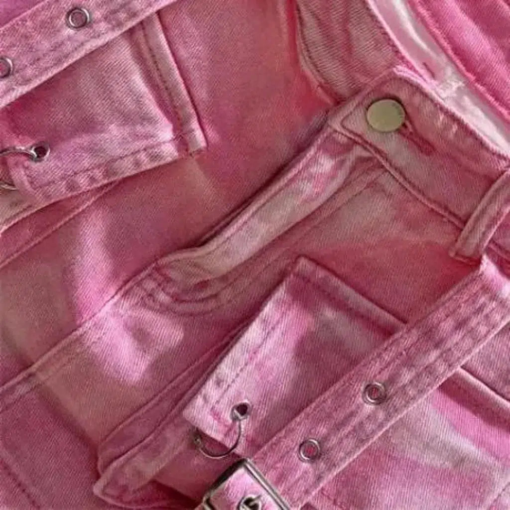 color, mini, vintage, embellished-with-belts, mid-waist, zipper-button, cargo-pockets, women's skort | Jeans4you.shop