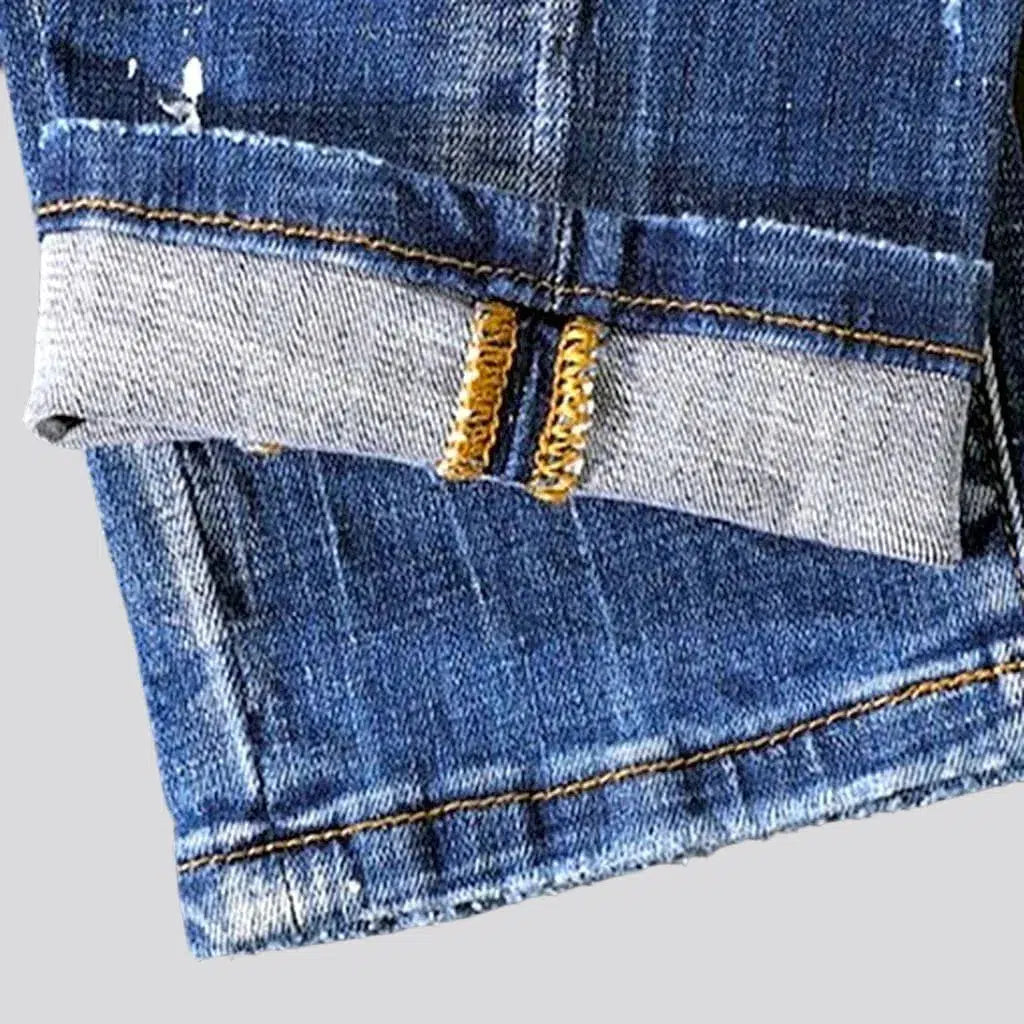 Sanded medium men's wash jeans