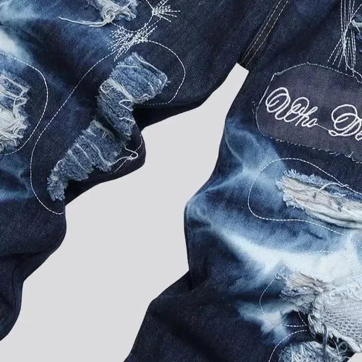 Distressed tie-dyed jeans
 for men