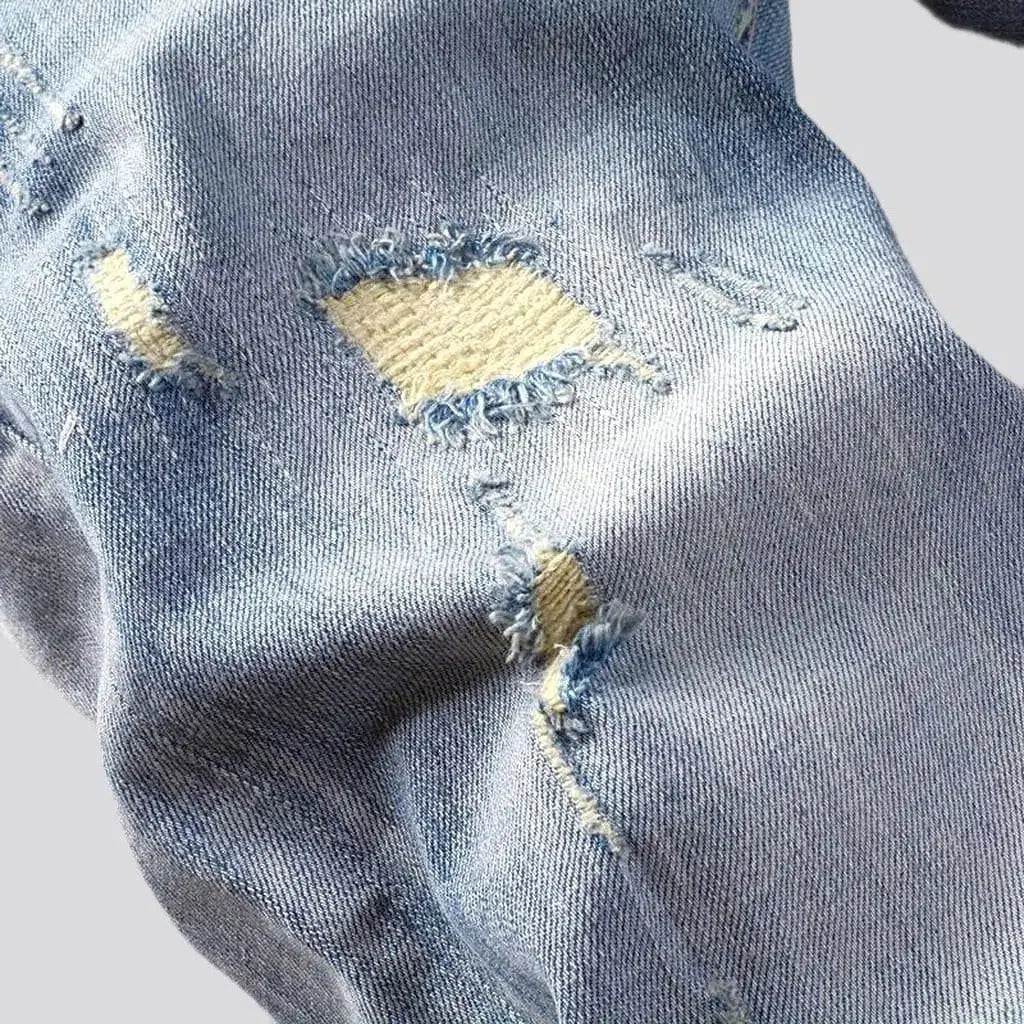 Skinny light men's wash jeans
