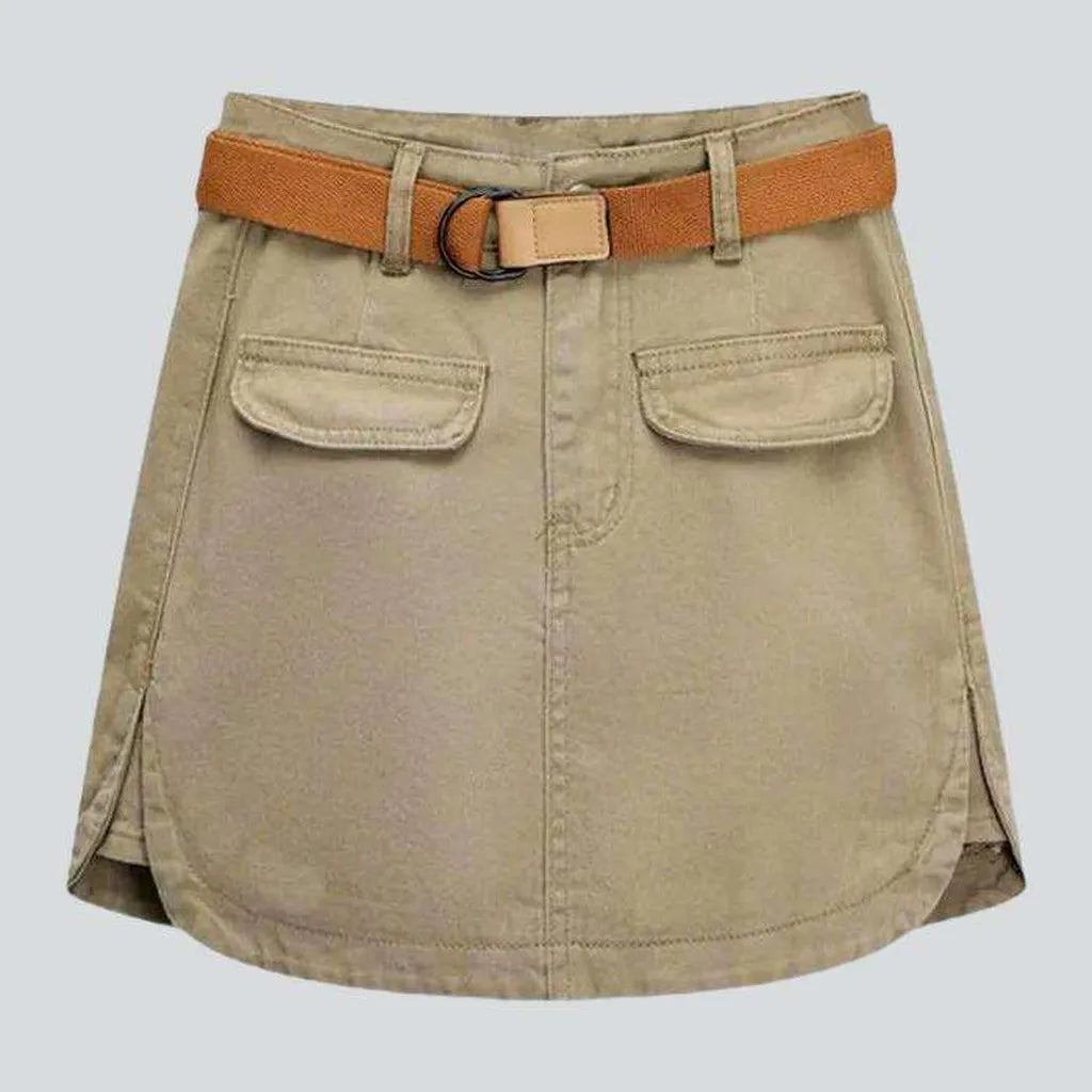 Sand color mini denim skirt | Jeans4you.shop