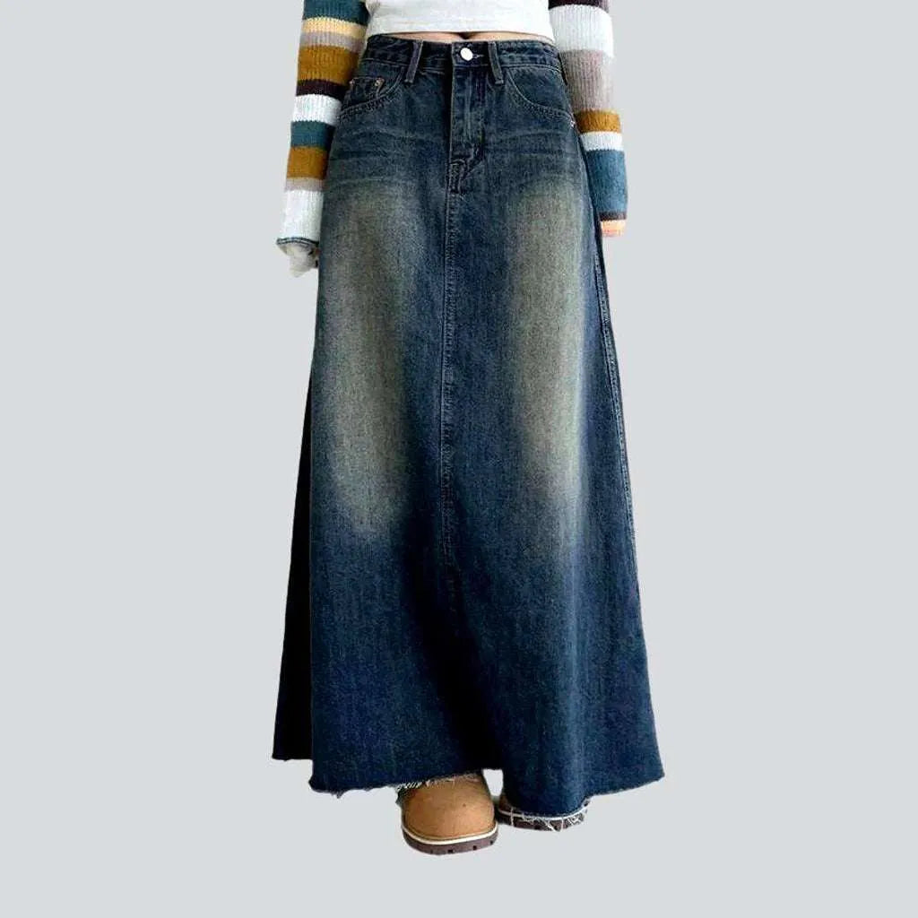 Sanded floor-length denim skirt | Jeans4you.shop