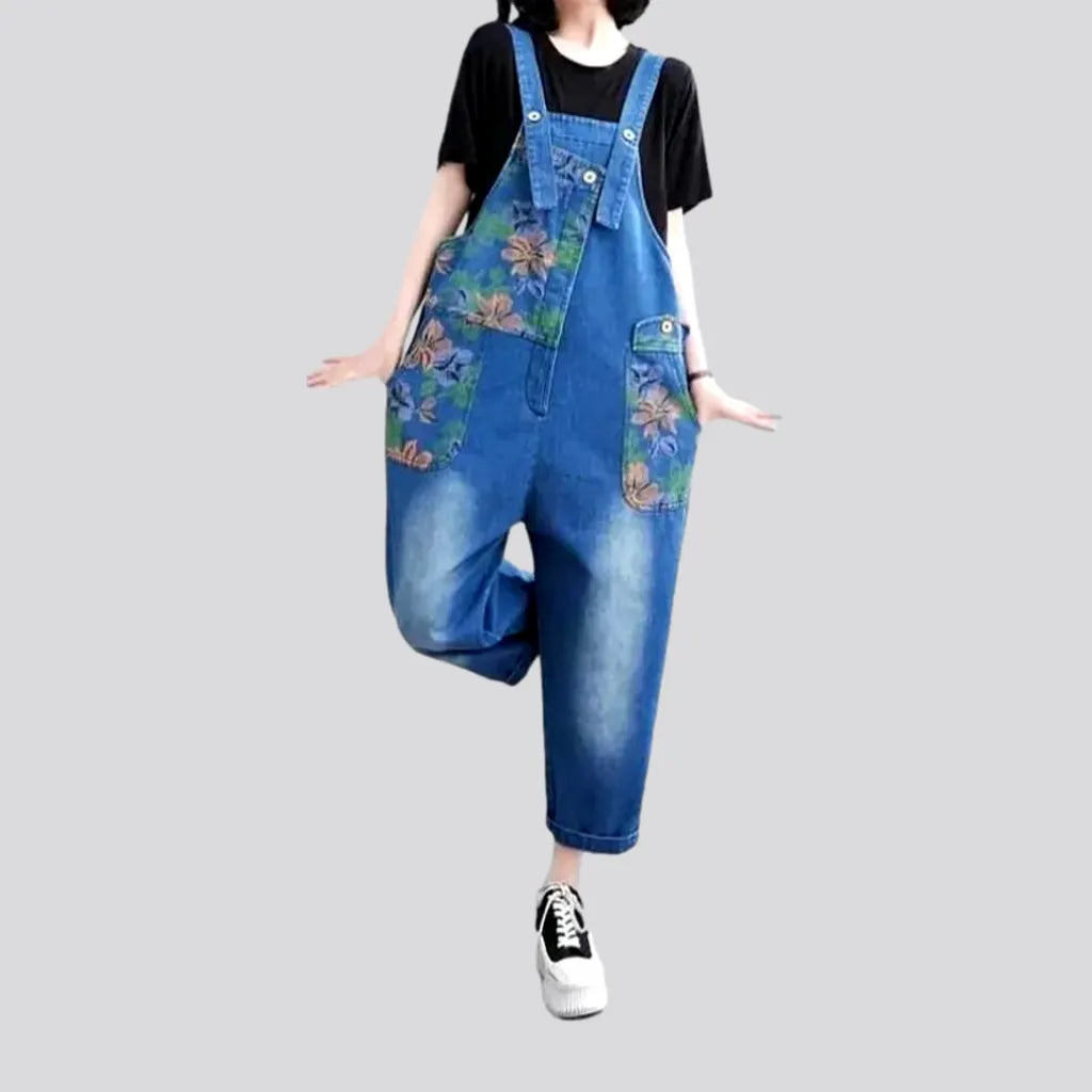 Sanded flower denim jumpsuit
 for ladies | Jeans4you.shop