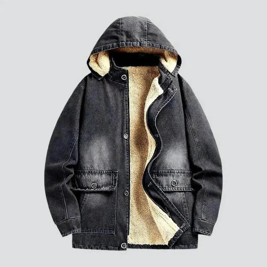 Sanded hooded men's denim jacket | Jeans4you.shop