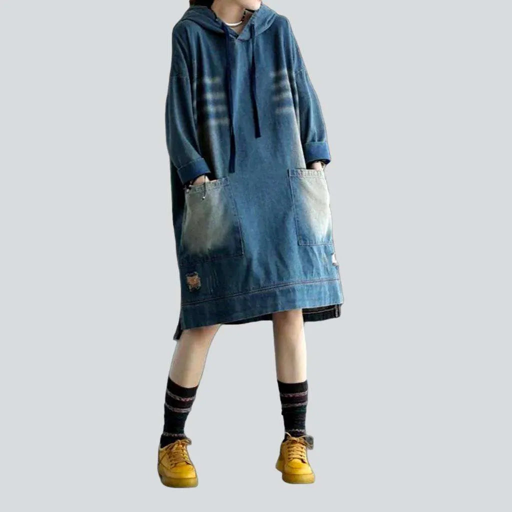 Sanded hooded women's denim dress | Jeans4you.shop
