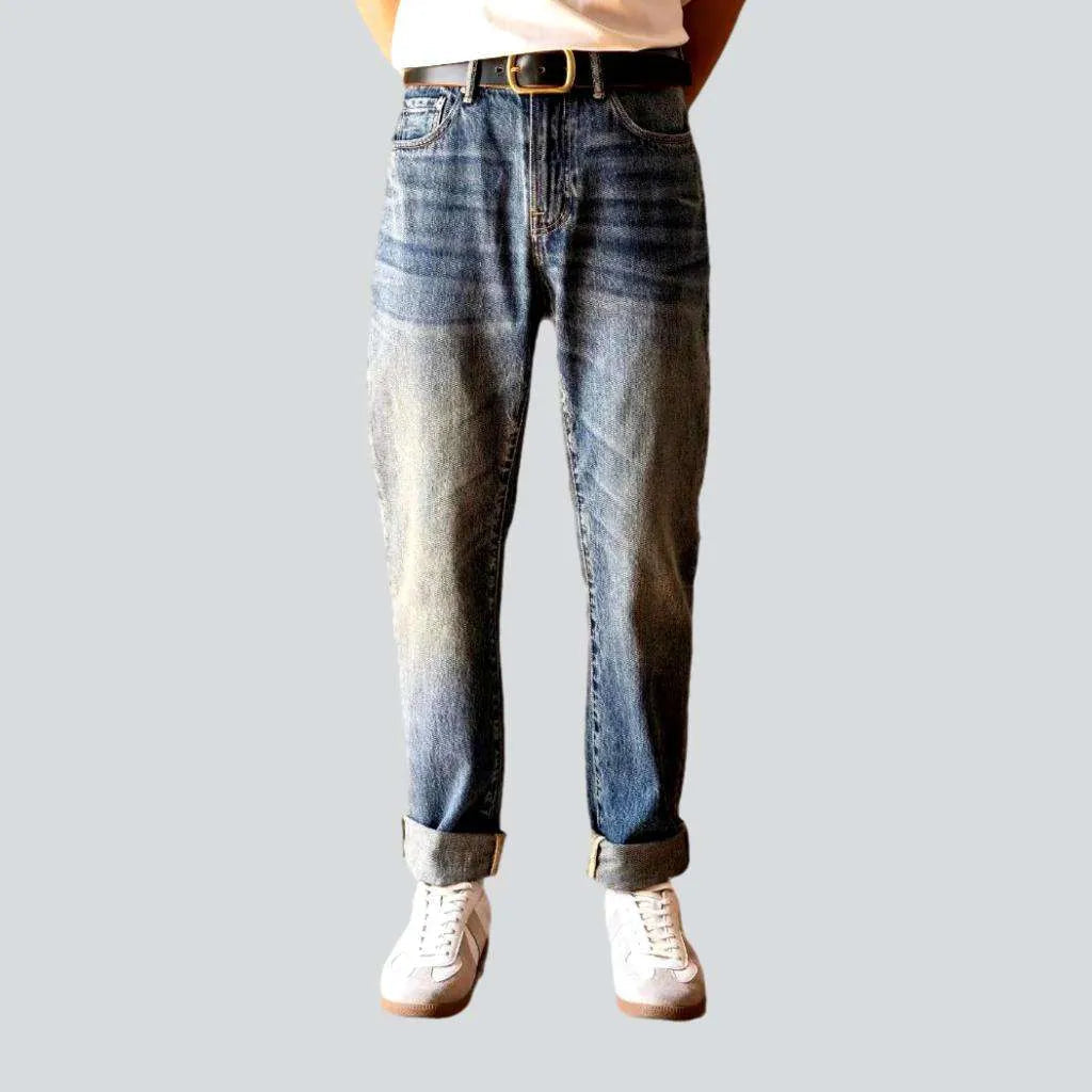 Sanded light wash selvedge jeans
 for men | Jeans4you.shop
