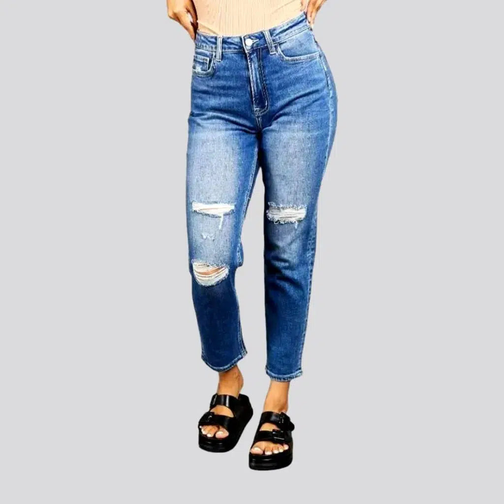 Sanded medium-wash jeans | Jeans4you.shop