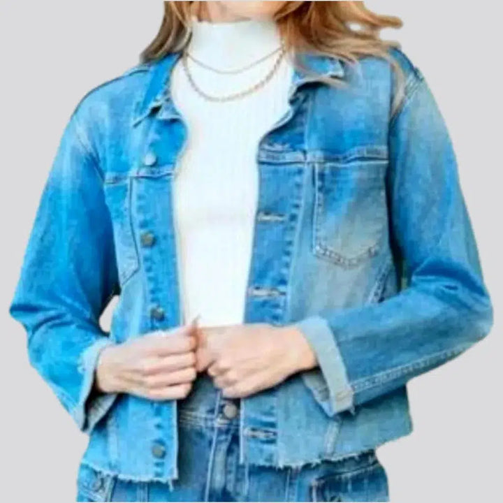 Sanded sky-blue women's jean jacket | Jeans4you.shop