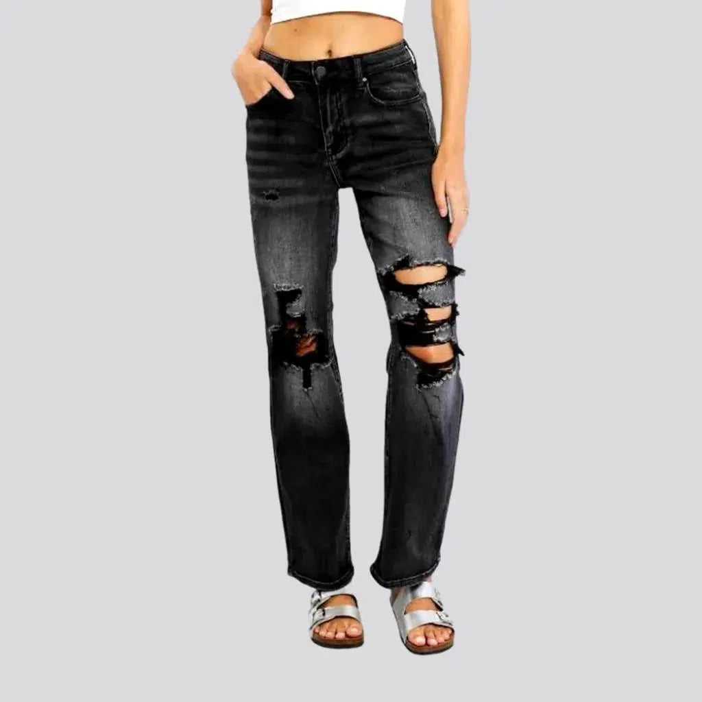 Sanded straight jeans
 for ladies | Jeans4you.shop
