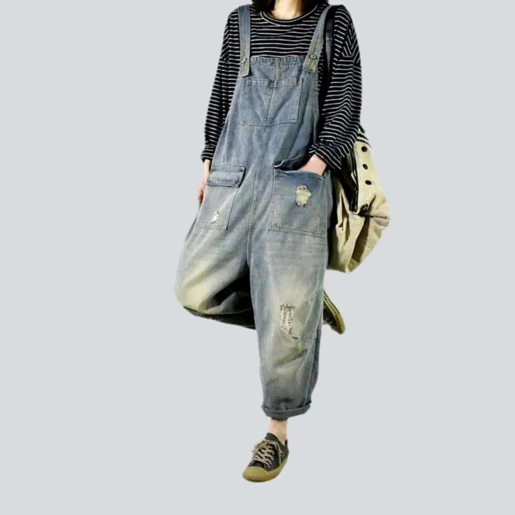 Sanded vintage denim jumpsuit
 for women | Jeans4you.shop