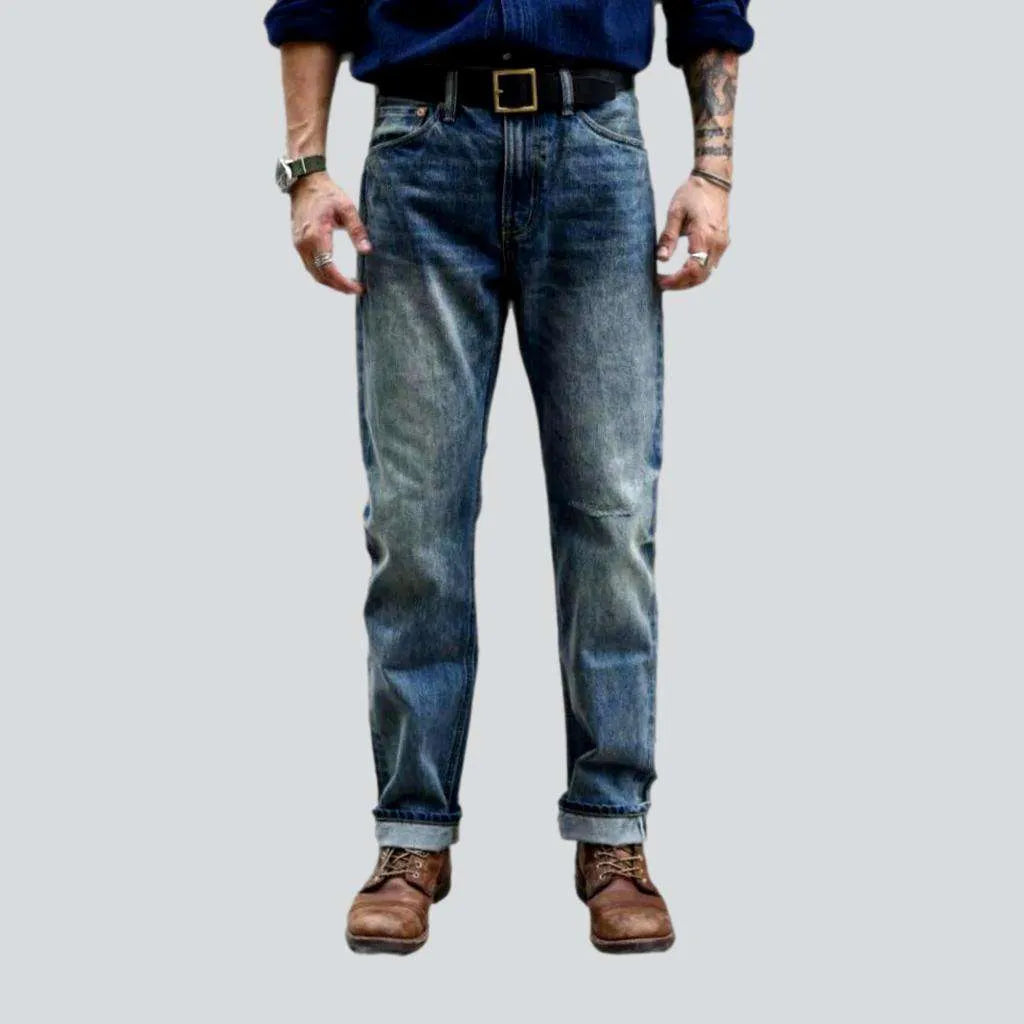 Sanded whiskered selvedge jeans
 for men | Jeans4you.shop