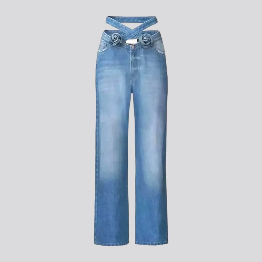 Sanded women's belt-waistline jeans | Jeans4you.shop