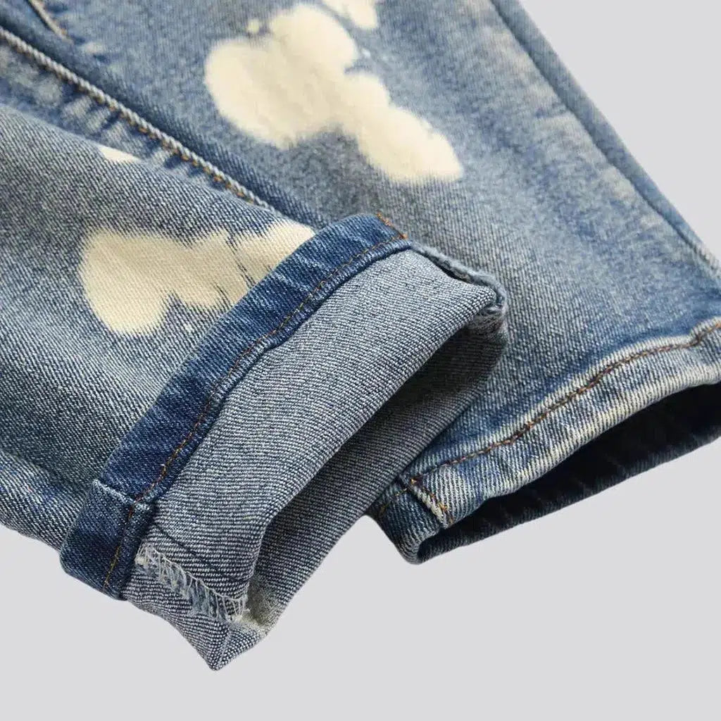 Bleach-stains men's skinny jeans