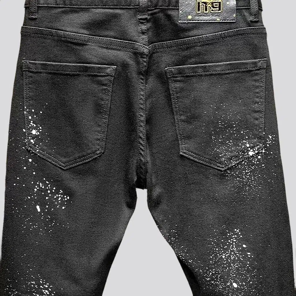 Mid-waist men's black jeans