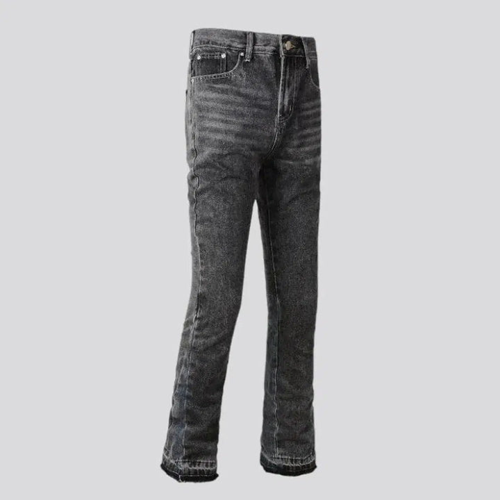 Grey men's mid-waist jeans