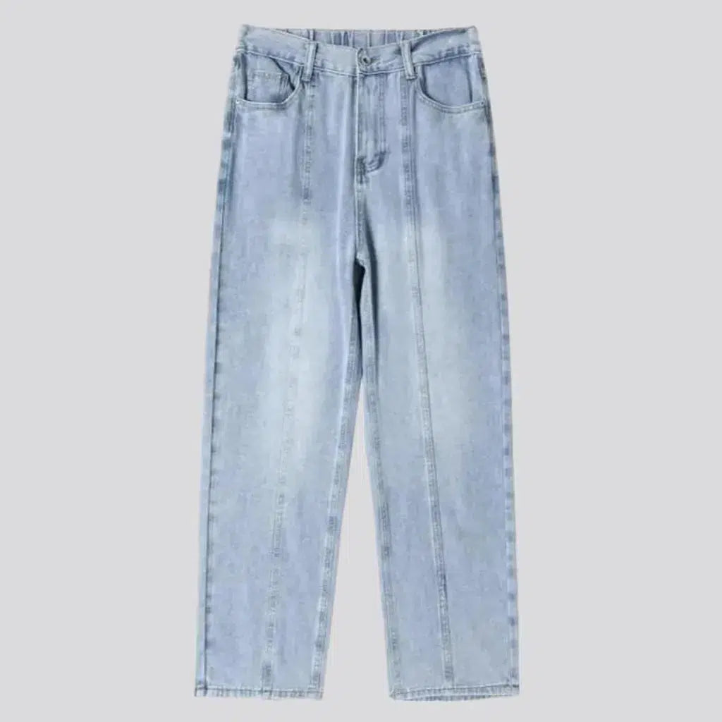 Front-seams men's floor-length jeans