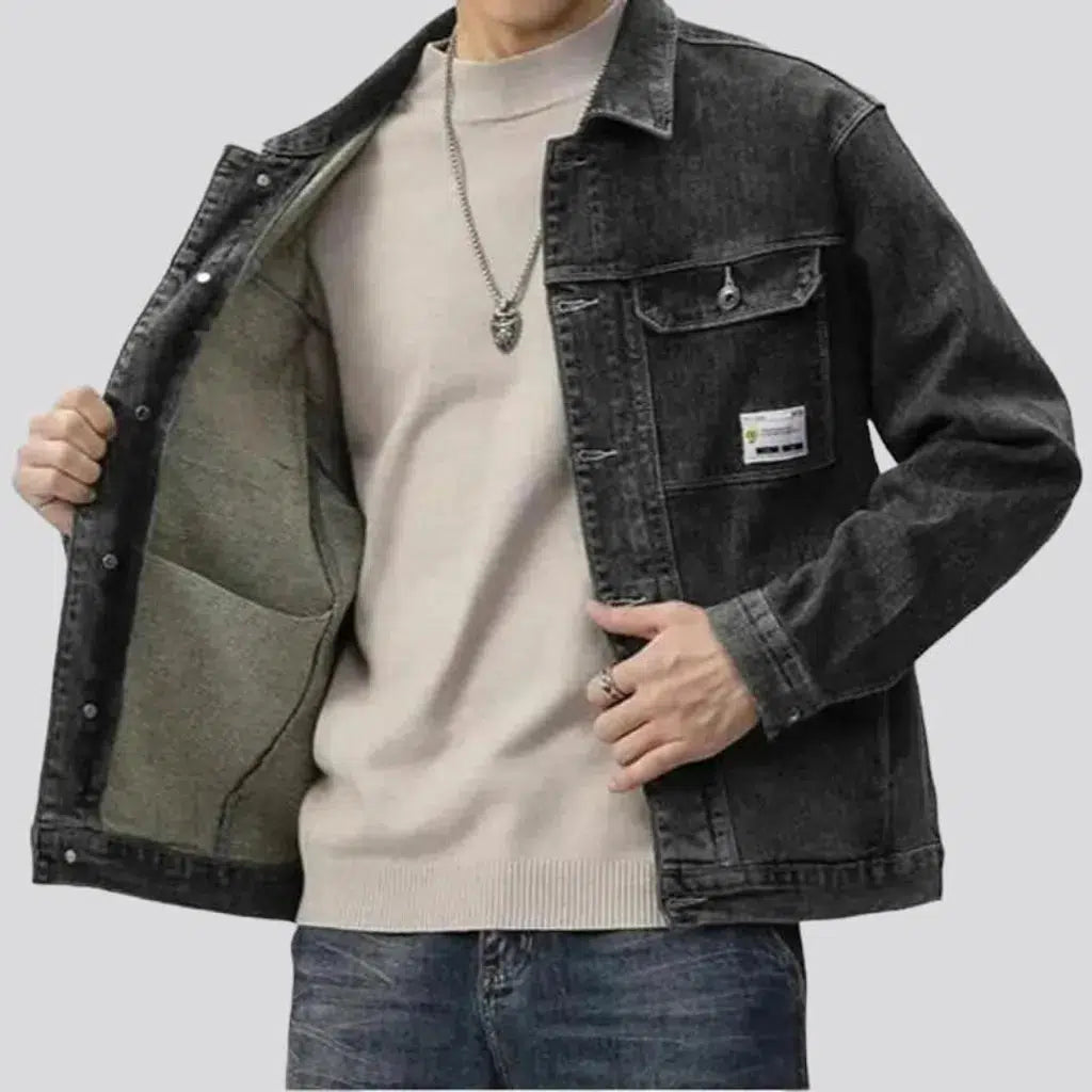 Grey sanded men's jean jacket