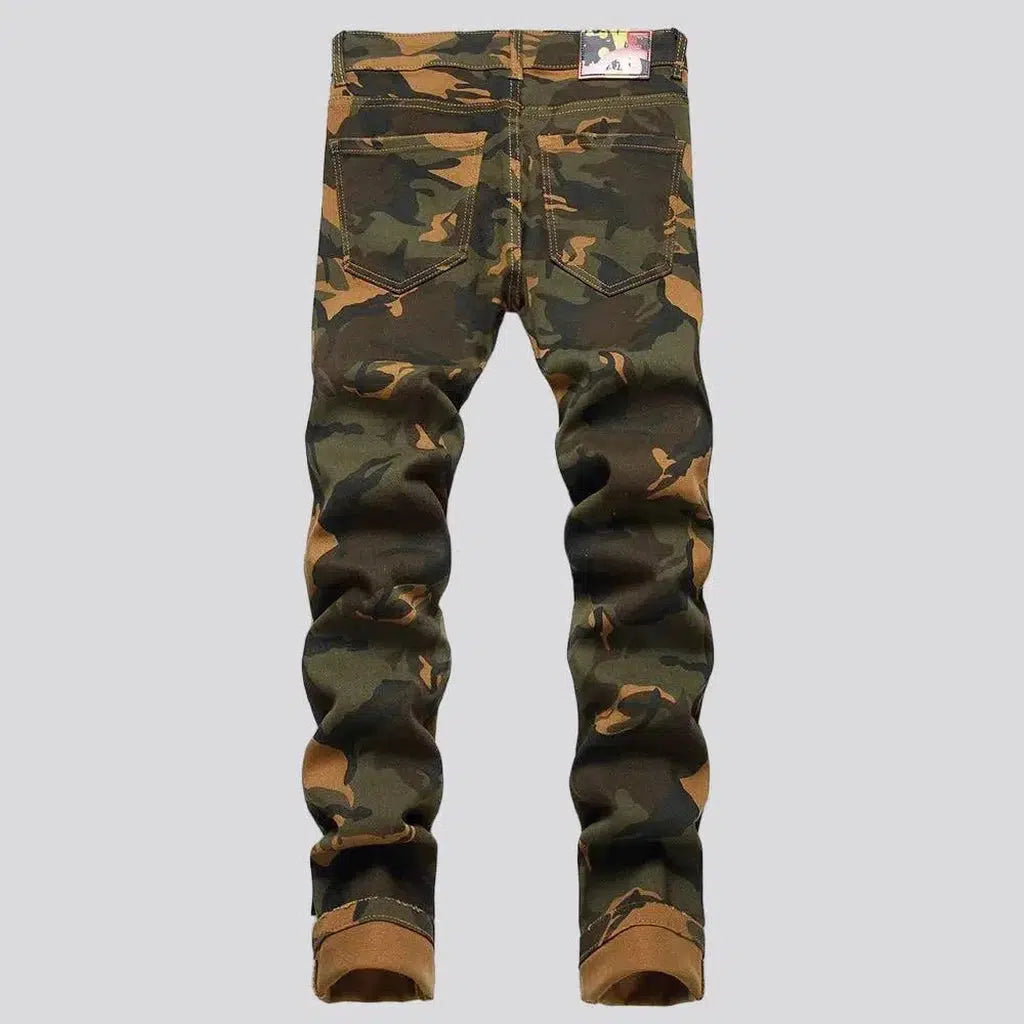 Camouflage men's painted jeans