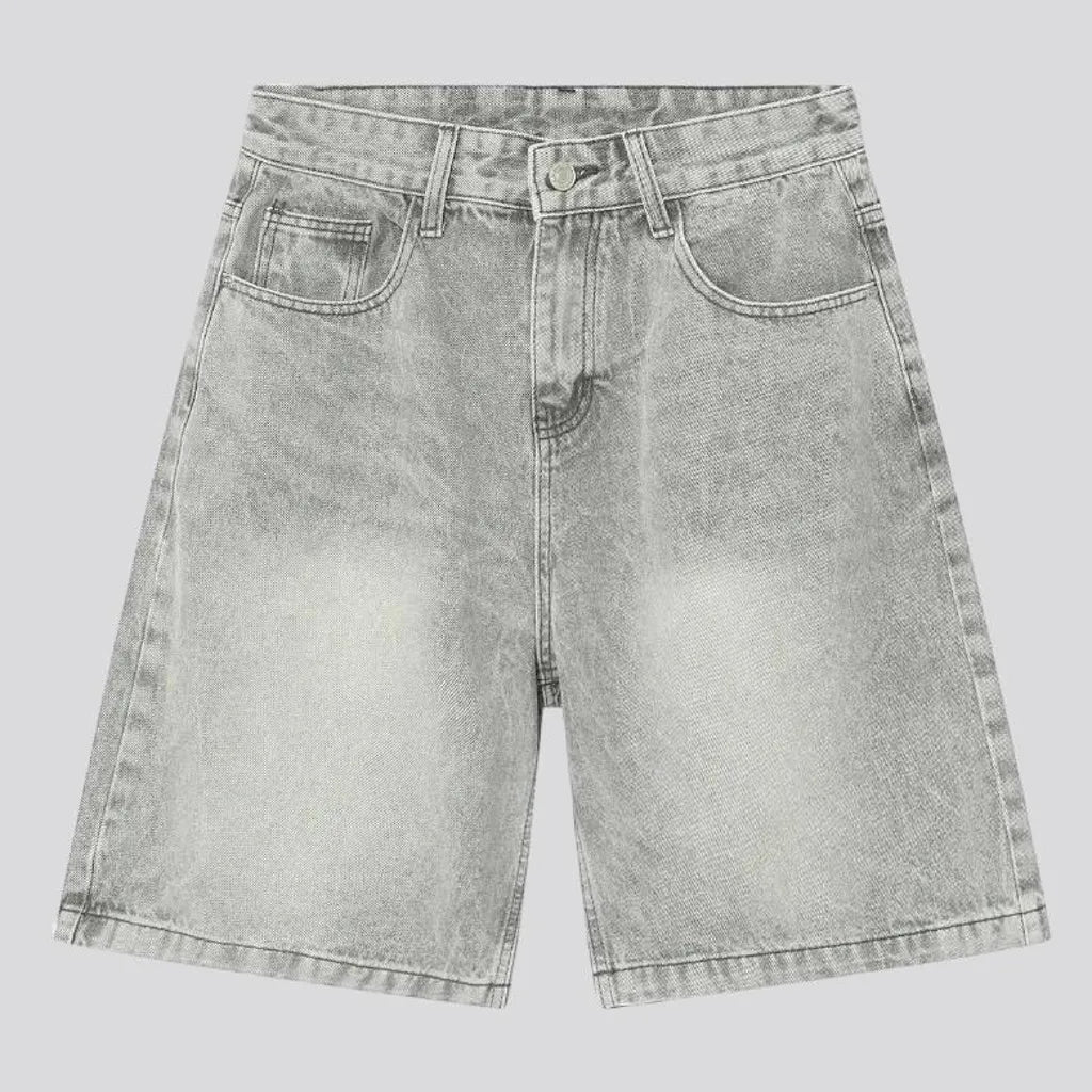 Sanded baggy jean shorts
 for men