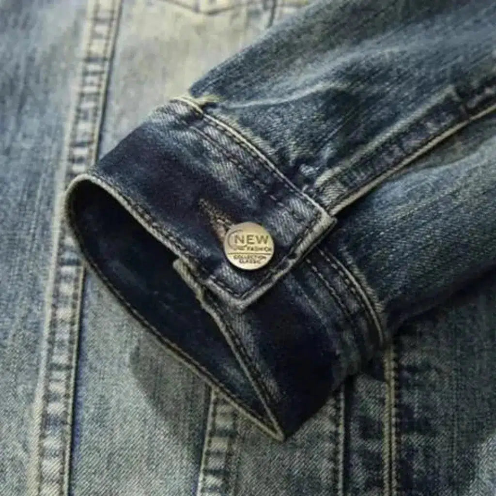 Medium-wash fashion jeans jacket