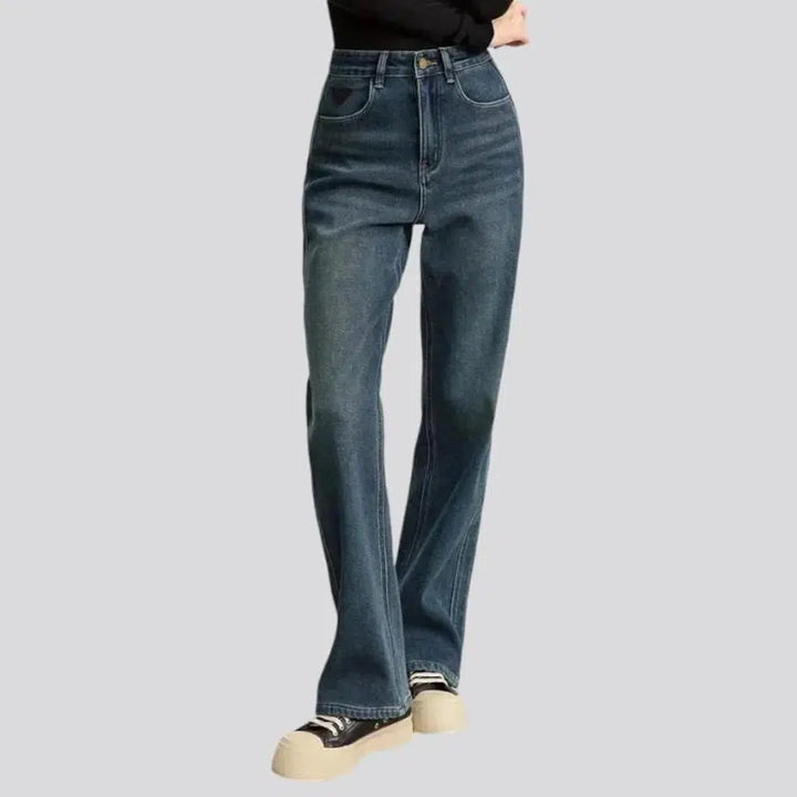 Insulated stonewashed jeans
 for women