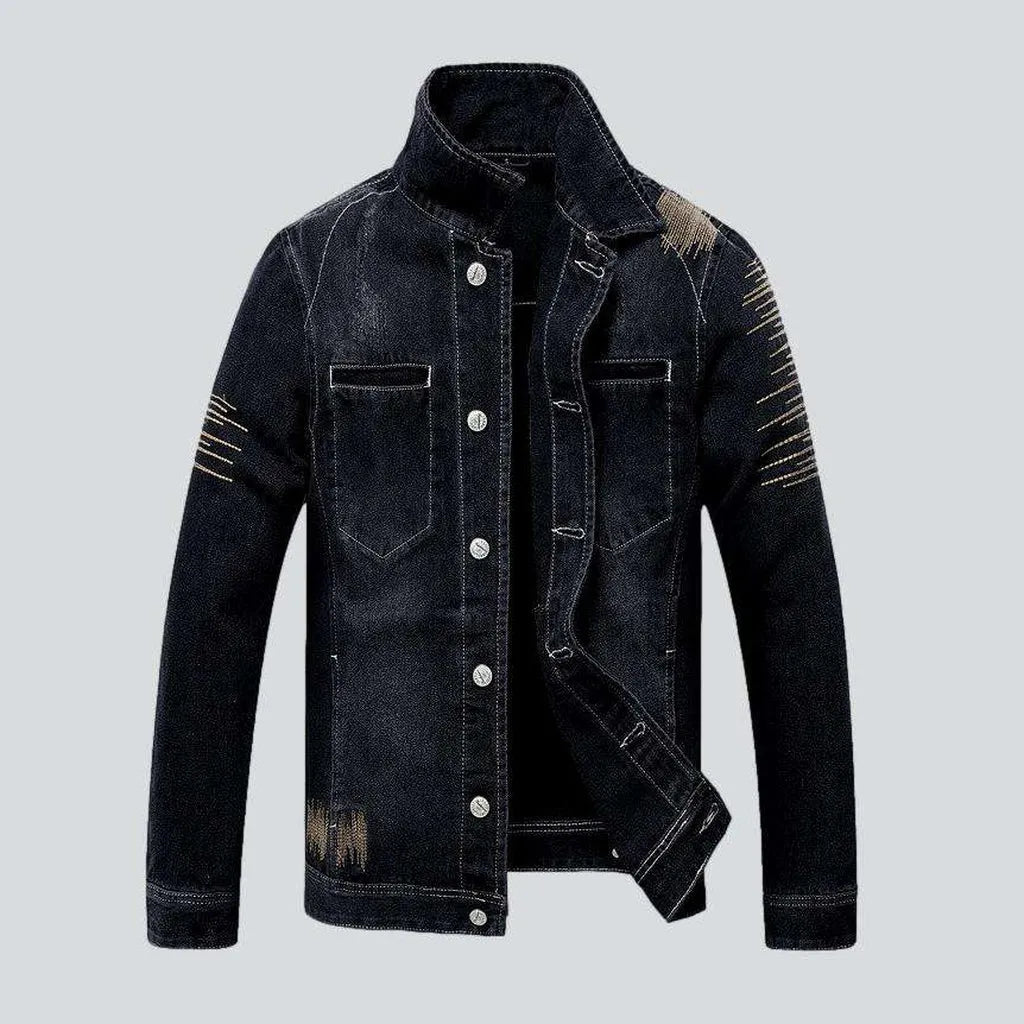 Seam embroidery men's denim jacket | Jeans4you.shop