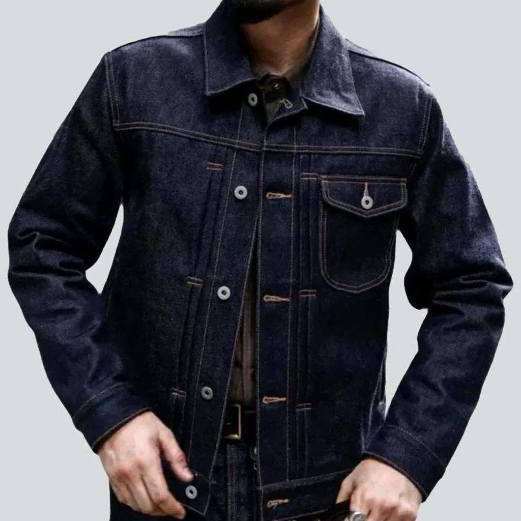 Selvedge dark wash jean jacket
 for men | Jeans4you.shop
