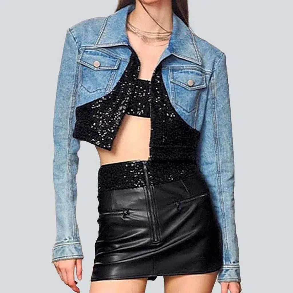Sequin embellished denim jacket
 for ladies | Jeans4you.shop
